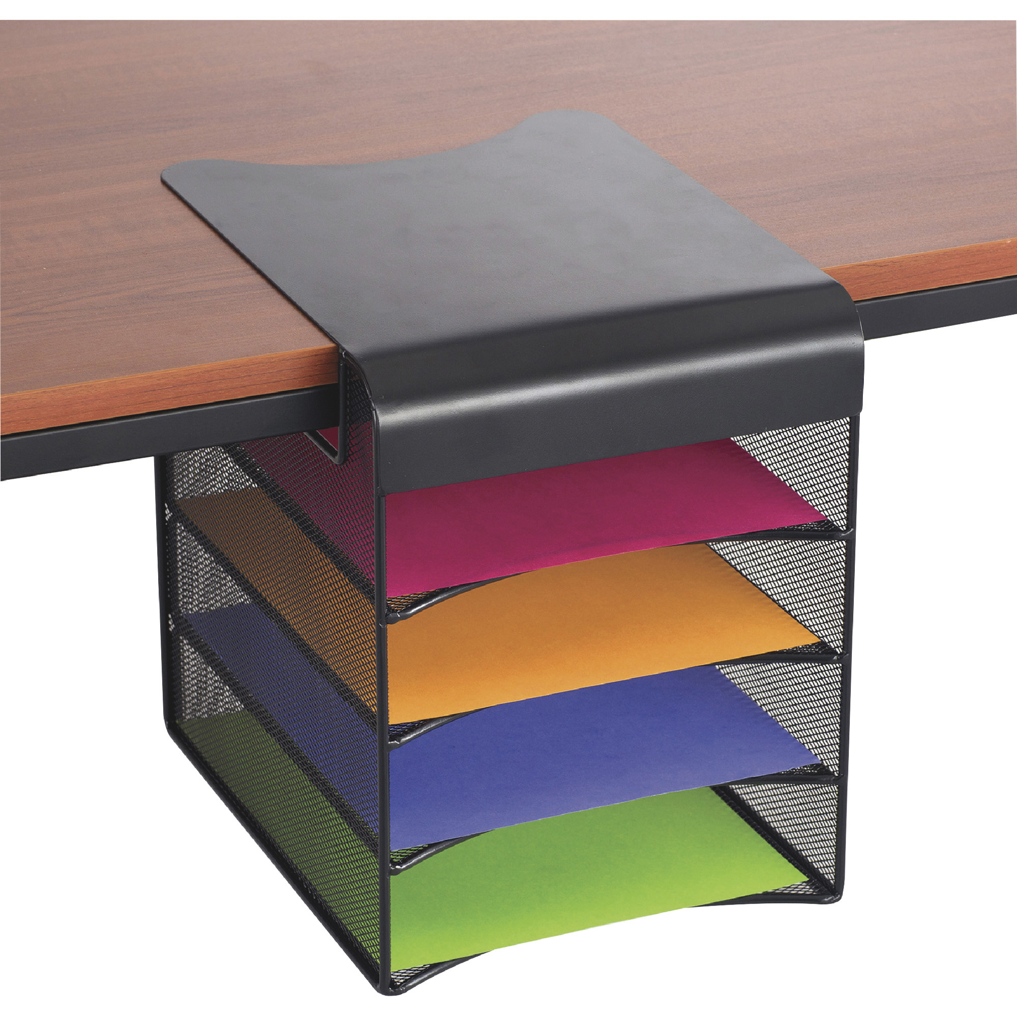 Safco Onyx Hanging Storage Desktop Organizer, Black, Solid Top, Model# 3242BL